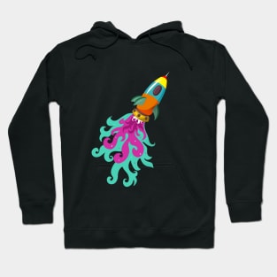 Retro Rocket Blasting Into Space Hoodie